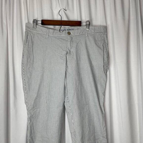 GAP chinos pants trousers women's 14 white blue seersucker look girlfriend - Picture 4 of 14